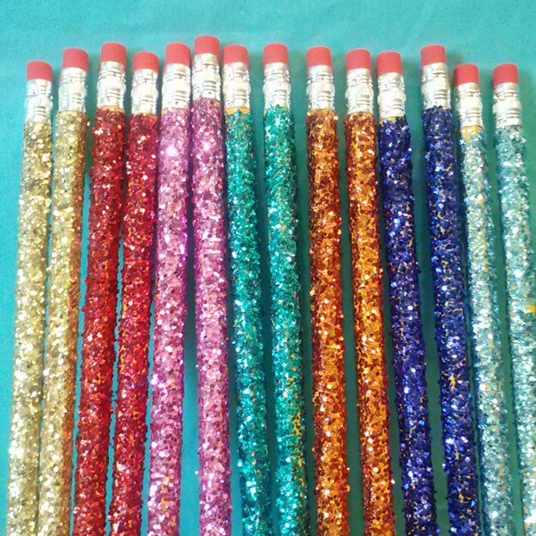 Glitter Pencils, (Wooden), (Your Choice of Color), Pink Pencils, Blue Pencils, Silver Pencils, Gold Pencils, Purple Pencils, Red Pencils