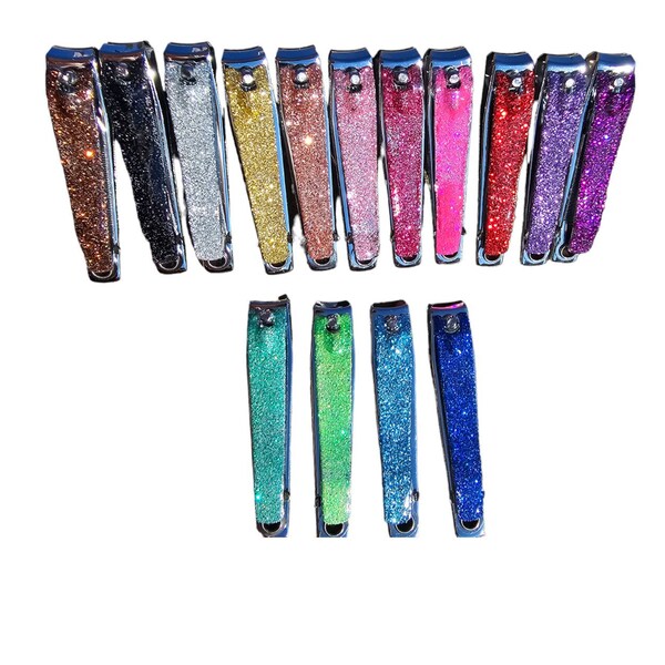 Epoxy Sealed Stylish Glitter Decorated Custom Stainless Steel Nail Clipper with File, Bling Nail Tools, Pretty Manicure Tools, Nail Clippers