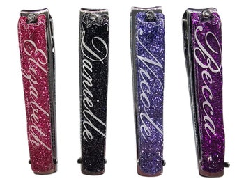 ONE Custom Glitter Nail Clippers with Name, Bling Stainless Steel Nail Clippers with Nail File, Personalized Bridesmaid Gift, Manicure Tools