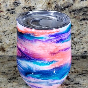 EPOXY- Alcohol Ink Swirl Stainless Steel Tumbler (Can be personalized), Custom Swirl Tumbler, Galaxy Tumbler, Epoxy Stainless Steel Tumbler