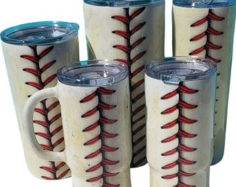 1 Dirty EPOXY Realistic BASEBALL Tumbler, Stainless Steel Tumbler Insulated Sports Bottle Dirty Baseball Tumbler Baseball Cup Baseball Laces