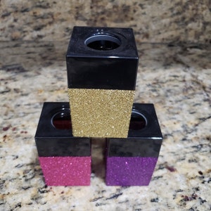 Extra Fine Glitter Square Paperclip Holder, Glitter Paperclip Holder, Purple Paperclip Holder, Pink Paperclip Holder, Gold Paperclip Holder