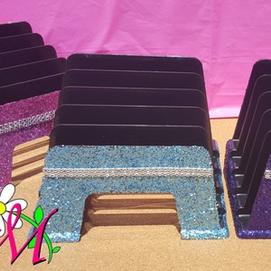 Glitter Incline File Sorter, Glitter Office Supplies, Office Supplies, Teacher Desk, Desk Organizer, (Plastic) (Your Choice of Color)