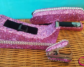 Glitter Desk Stapler And Tape Dispenser Desk Accessories Etsy