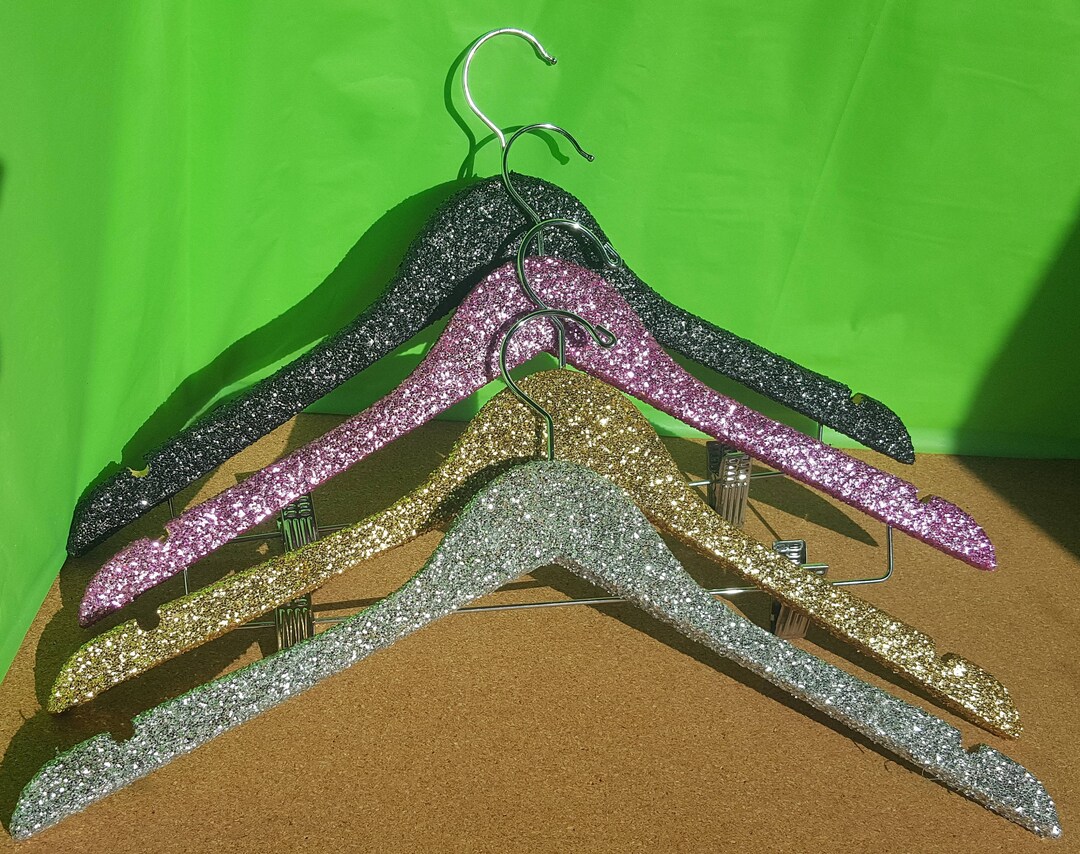 1 Wooden Glitter Clothes Hangers Wooden Hanger Bridesmaid Etsy