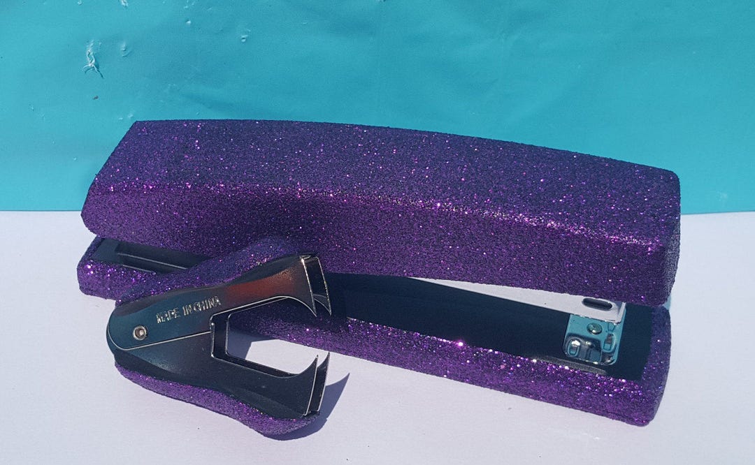 Purple Glitter Office Supplies, Purple Tape Dispenser, Purple Stapler