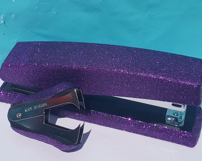 Purple Glitter Office Supplies, Purple Tape Dispenser, Purple Stapler