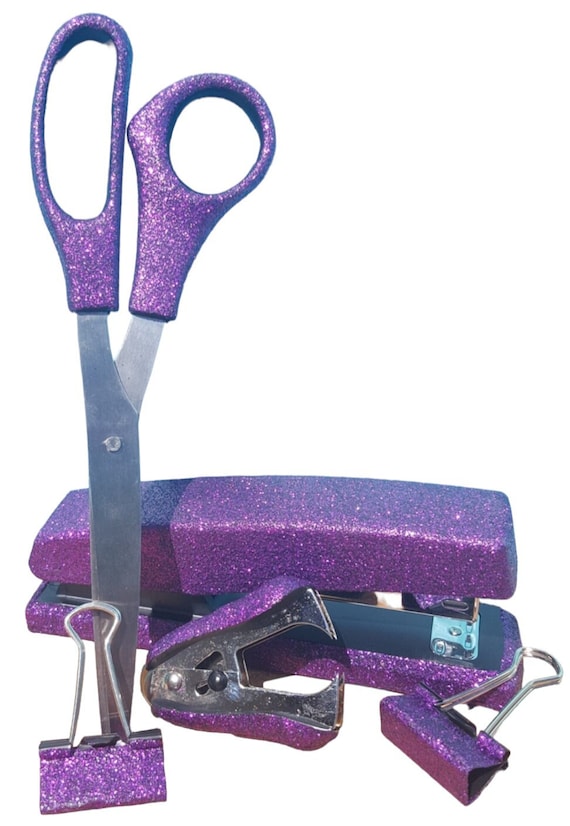 PURPLE Glitter Office Supplies, Purple Office Set, Tape Dispenser