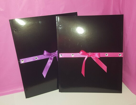 Bow Pocket Folder Black Folder Pocket Folder School Etsy