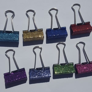 Extra Fine Glitter Binder Clips (Metal) (32mm) (Your Choice of Color), Desk Organization Clips, Teacher Supplies, Paperclip, Paper Holder