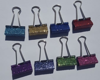 Extra Fine Glitter Binder Clips (Metal) (32mm) (Your Choice of Color), Desk Organization Clips, Teacher Supplies, Paperclip, Paper Holder