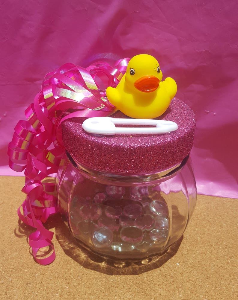 Pink Rubber Ducky Baby Girl Diaper Raffle Jar Image 0