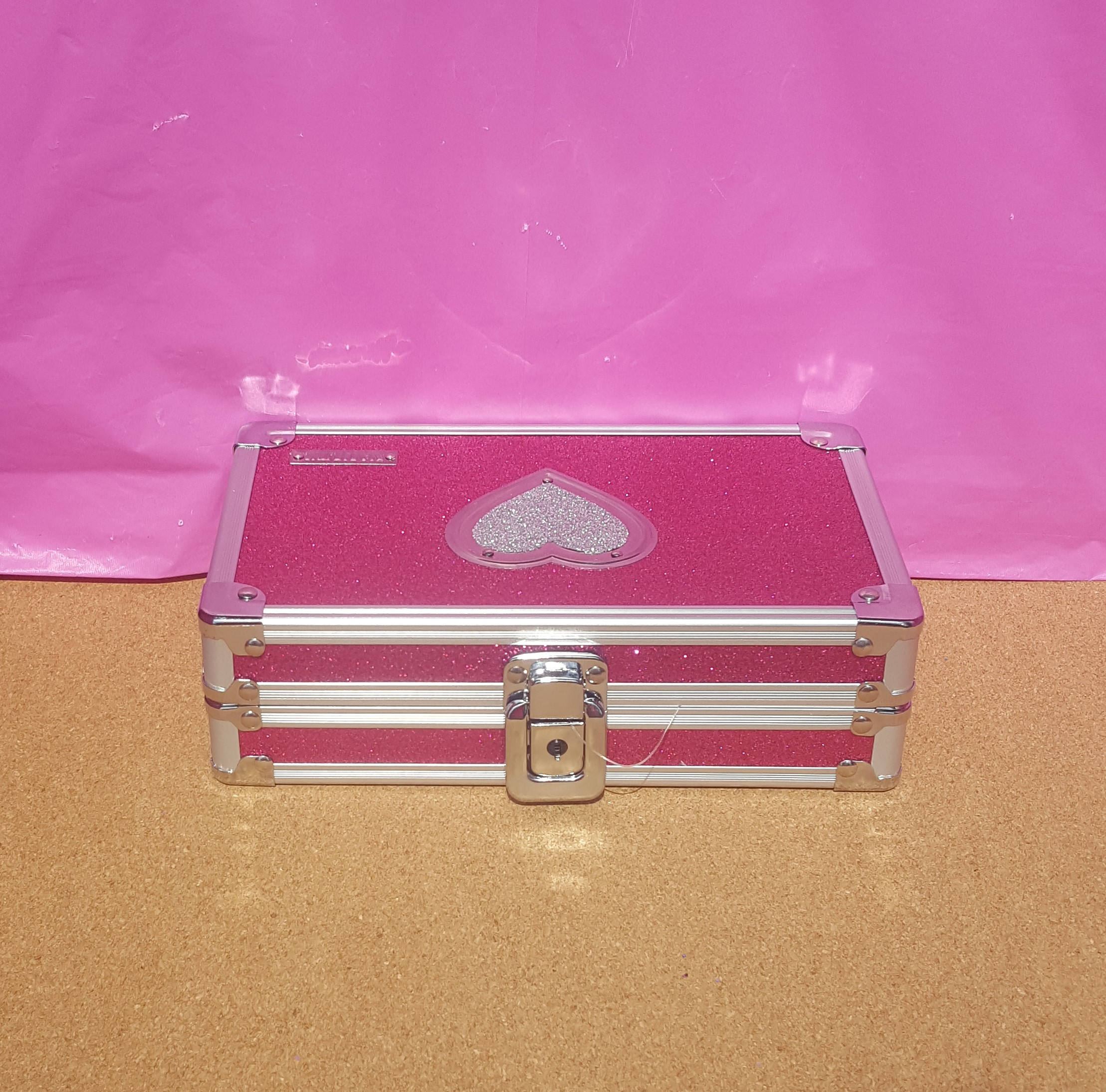 Pink Glitter Heart Pencil Box with Lock and Key Heart Pencil Etsy