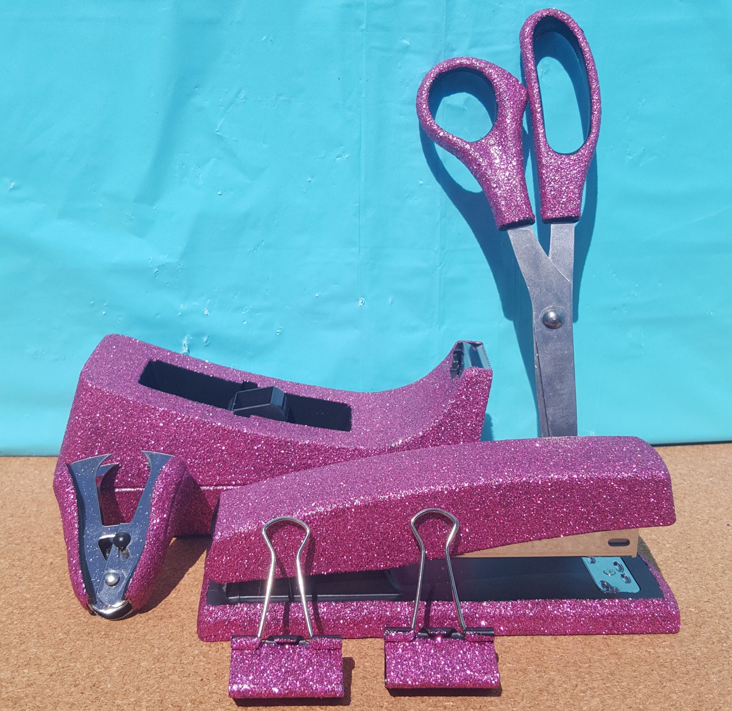 PURPLE Glitter Office Supplies, Purple Office Set, Tape Dispenser, Stapler,  Scissors, Classroom Decor, Purple Office Supplies, Teacher Gift -   Israel
