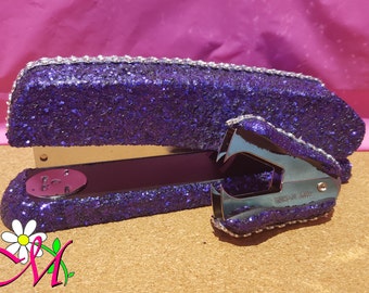 Bling Purple Glitter Stapler and Staple Remover Set, Purple Stapler, Purple Staple Remover, Purple Office Supplies, Sparkly Desk Accessories