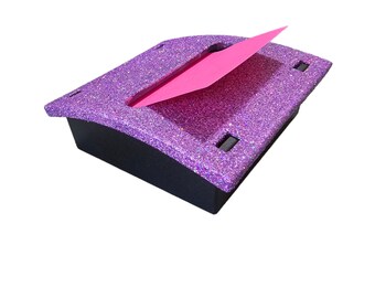 Holographic Purple Glitter Pop Up Sticky Note Dispenser, Purple Glitter Note Holder for Teachers, Gifts for Women, Purple Desk Accessories