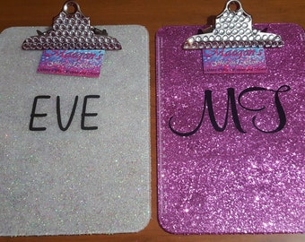 Personalized Glitter Clip Board, Monogrammed Clipboard, Office