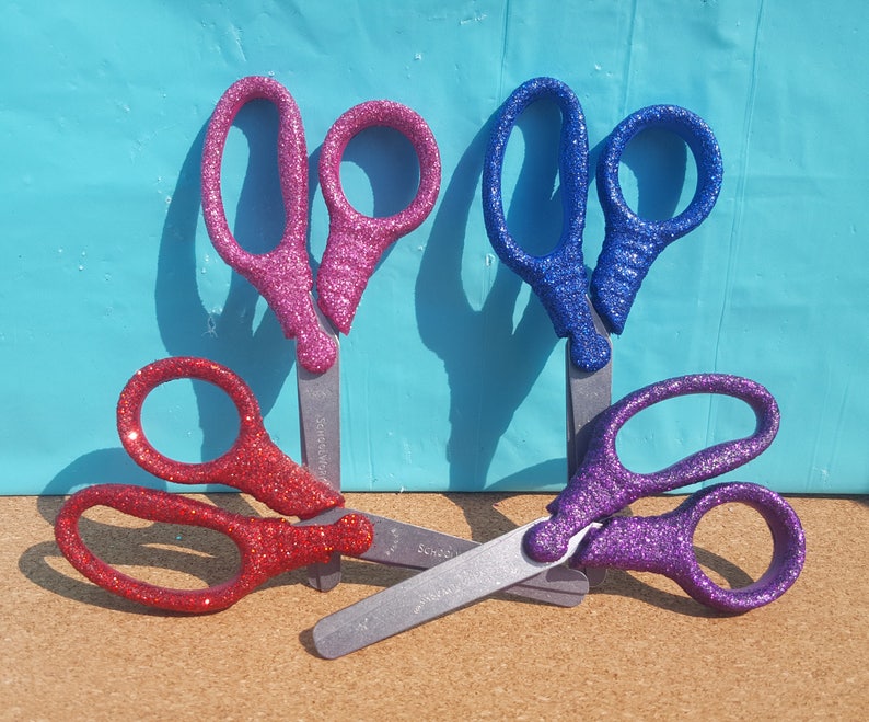 Custom Epoxy Sealed Colorful Striped Glitter School Scissors, Kid Rainbow School Scissors, Blunt Tip, Elementary Scissors, School Supplies image 5
