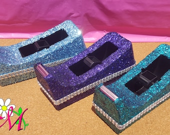 Glitter Tape Dispenser, Office Supplies, (Standard Full Size), (Your Choice of Color), Pink Tape Dispenser, Purple Tape Dispenser