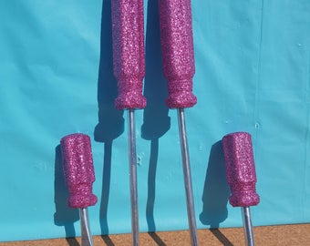 Glitter Screwdriver Set, Screwdrivers, Pink Screwdriver Set, Pink Tools, (Your Choice of Color)