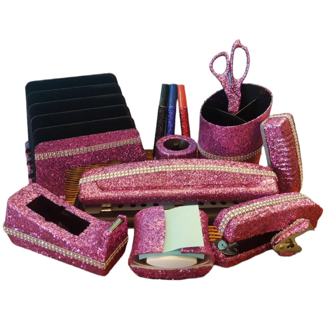 PINK Glitter Office Supplies, Teacher Supplies, Teacher Gift, School Supplies, Desk Accessories