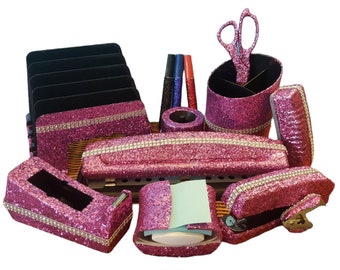 PINK Glitter Office Supplies, Teacher Supplies, Teacher Gift, School Supplies, Desk Accessories, Classroom Decor, Teacher Appreciation Gift