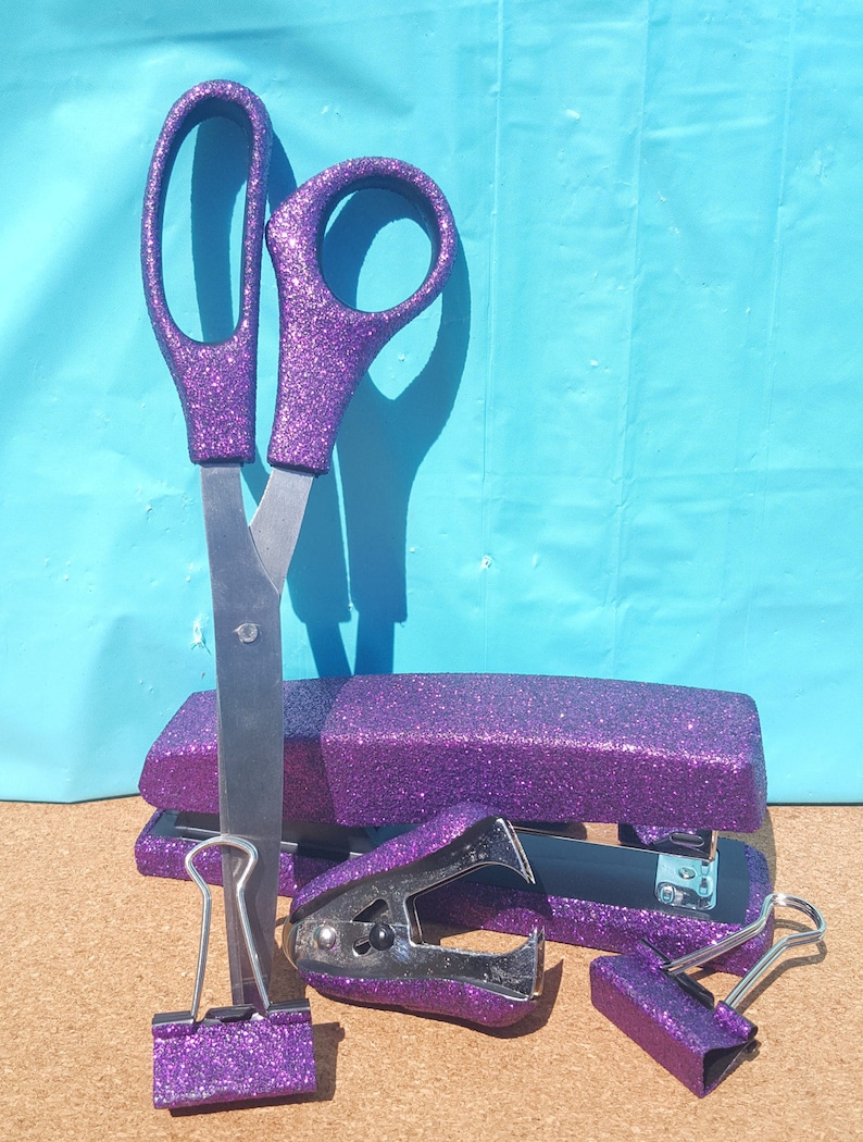 Purple Glitter Office Supplies Purple Tape Dispenser Purple Etsy