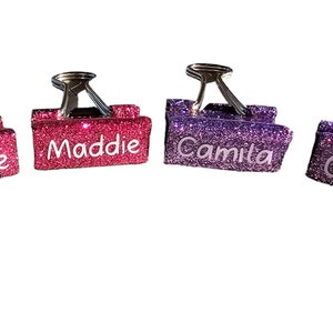 Personalized Pink Glitter Office Supplies, Custom Pink Office Set with Name, Pink Tape Dispenser, Pink Stapler, Pink Scissors, Office Decor image 2