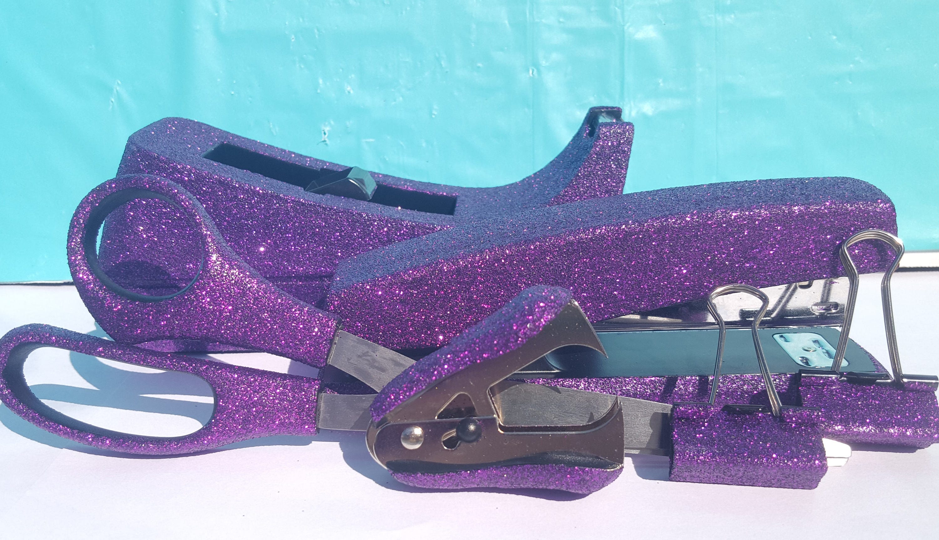 PURPLE Glitter Office Supplies, Purple Office Set, Tape Dispenser, Stapler,  Scissors, Classroom Decor, Purple Office Supplies, Teacher Gift 