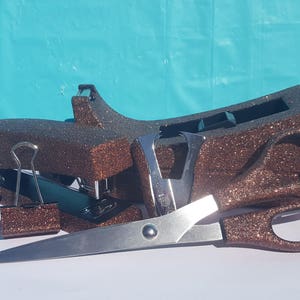 Espresso Glitter Office Supplies, Brown Tape Dispenser, Brown Stapler, Staple Remover, Teacher Supplies, Glitter Office Supplies