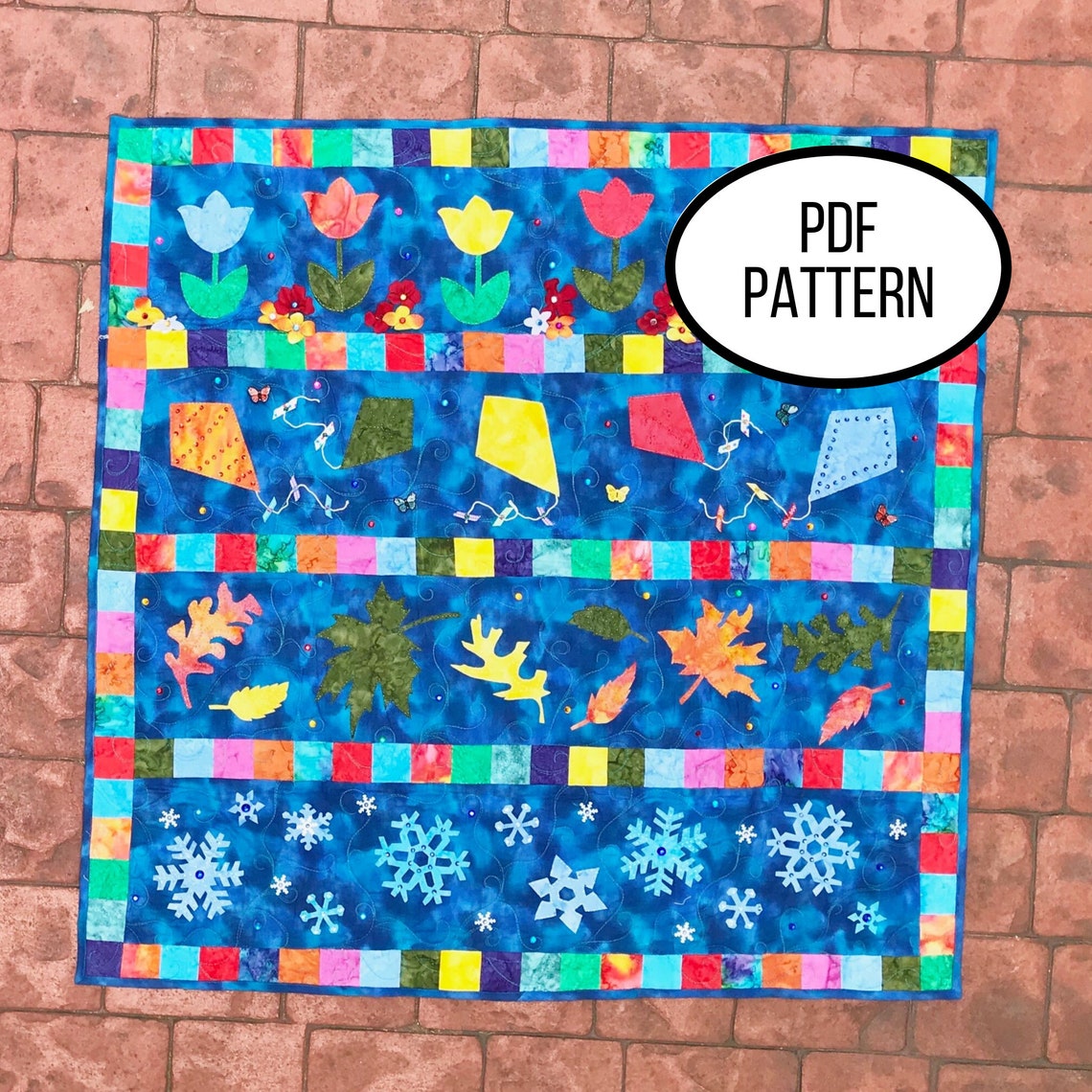 Applique Quilt PDF Pattern Seasonal Embellishments Wall Etsy