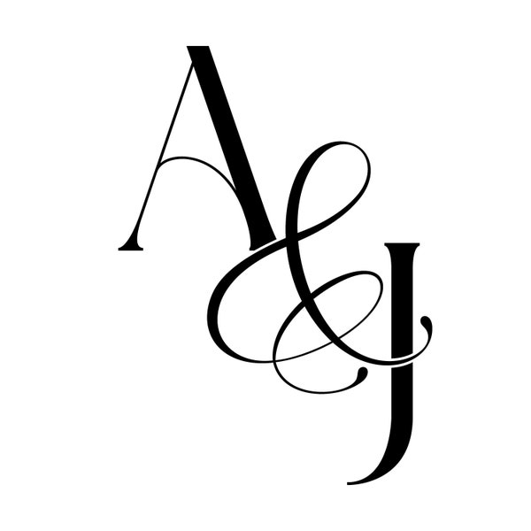 WEDDING MONOGRAM Logo , Letter AJ , A & J , Digital Download, Dance floor logo , invitation card design logo , Instant Download