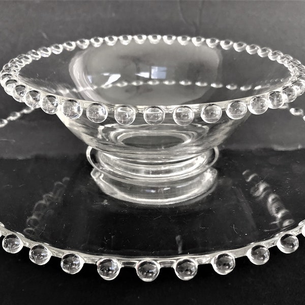 Imperial Glass 8oz Bowl & Underplate~CANDLEWICK Pattern~Mmayonaise Bowl, Condiment Serving Bowl~Excellent Condition~Collectible Vtg Glass~