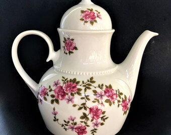Eschenbach Bavarian China~Coffee Pot or Coffee Server~Bavaria Germany~Lovely Pink Flowers~Pristine Condition~7 In Tall~Holds 4 Cups Liquid~