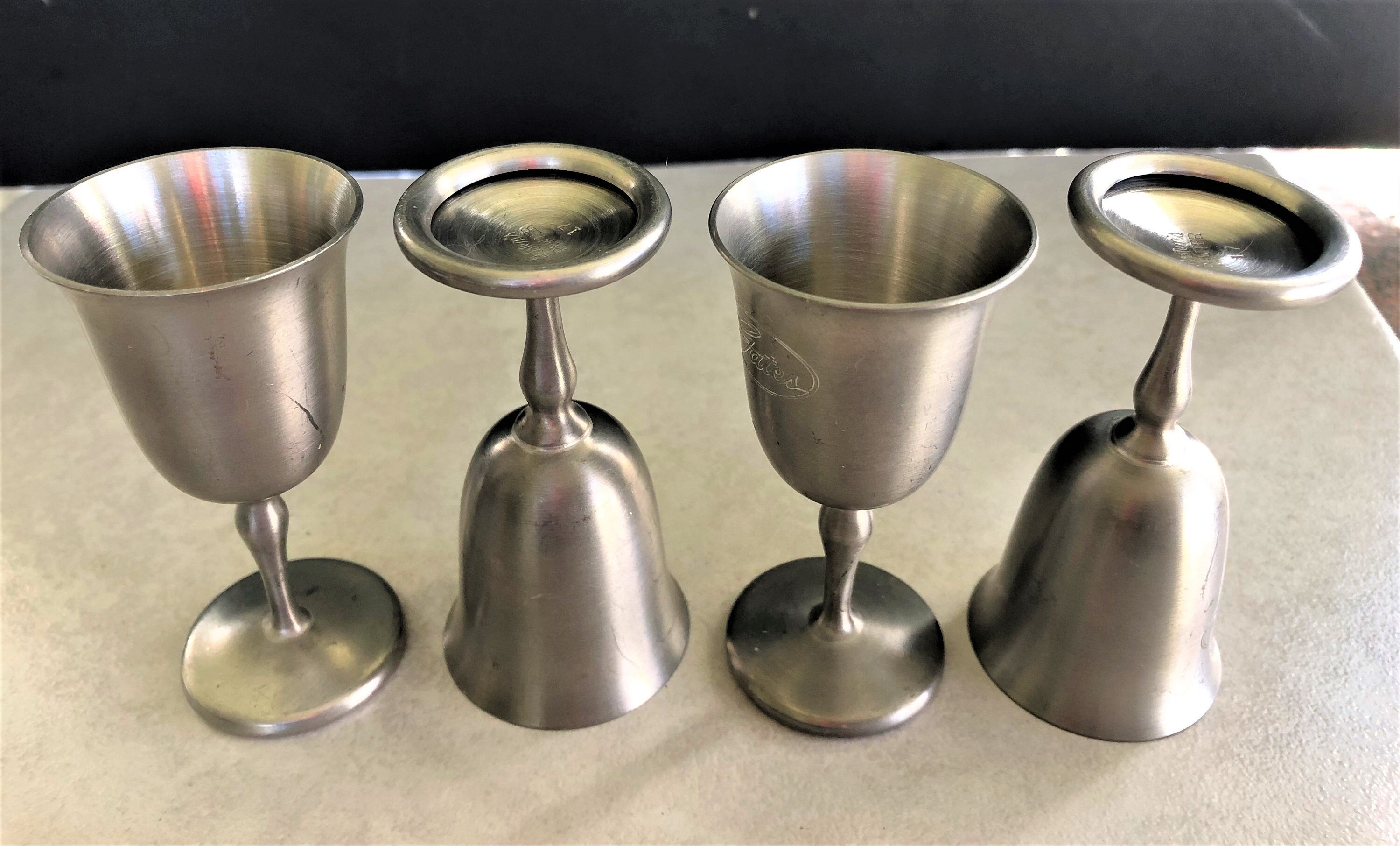 4 Vintage JOSTENS Pewter Cordial Glassesnew Old Stock1 Oz Etsy