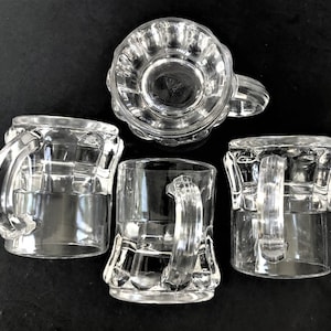 4 Clear Glass Mini Beer Stein Mugs~Federal Glass Co~Perfect Condition~Barware~Shot Glasses~Masculine Gift~Childrens Root Beer Mugs~