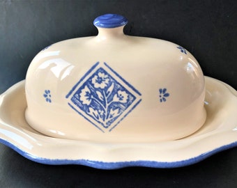 ceramic oil storage Butter dish blue-white Made in the GDR