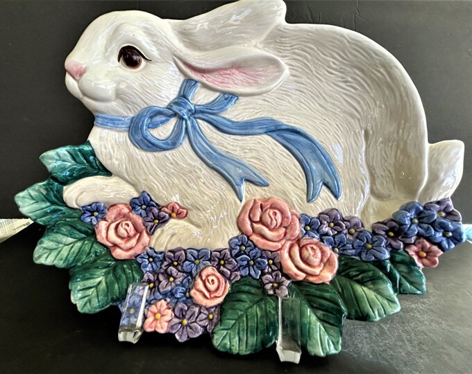 Fitz & Floyd-white Easter Rabbit Canape Plate~easter Decoration~retired ...