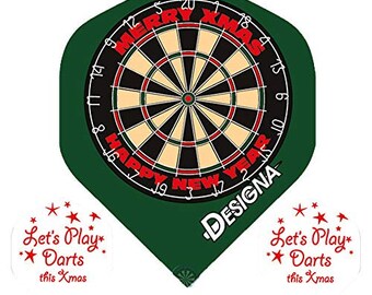 Merry Christmas & Happy New Year Dartboard Xmas Dart Flights, 100 Micron Extra Strong (3 Sets - 9 Flights)