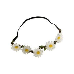 Art Attack White Daisy Dasies Sun Flower Crown Boho Floral Bohemian Leaf Braided Stretch Fashion Festival Hair Headband Head Wrap