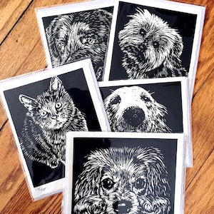 Linocut Animal Greeting Cards (sets)