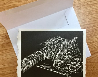 Linocut Greeting Card, Block Print Card, Animal Card