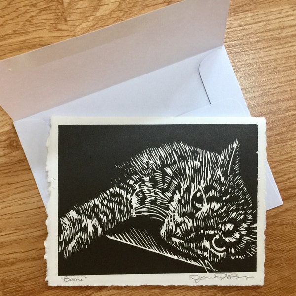 Linocut Greeting Card, Block Print Card, Animal Card