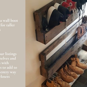 Wall shoe rack, entry way organizer, shoe shelf, storage shelf, wooden shelf, farmhouse, closet image 4