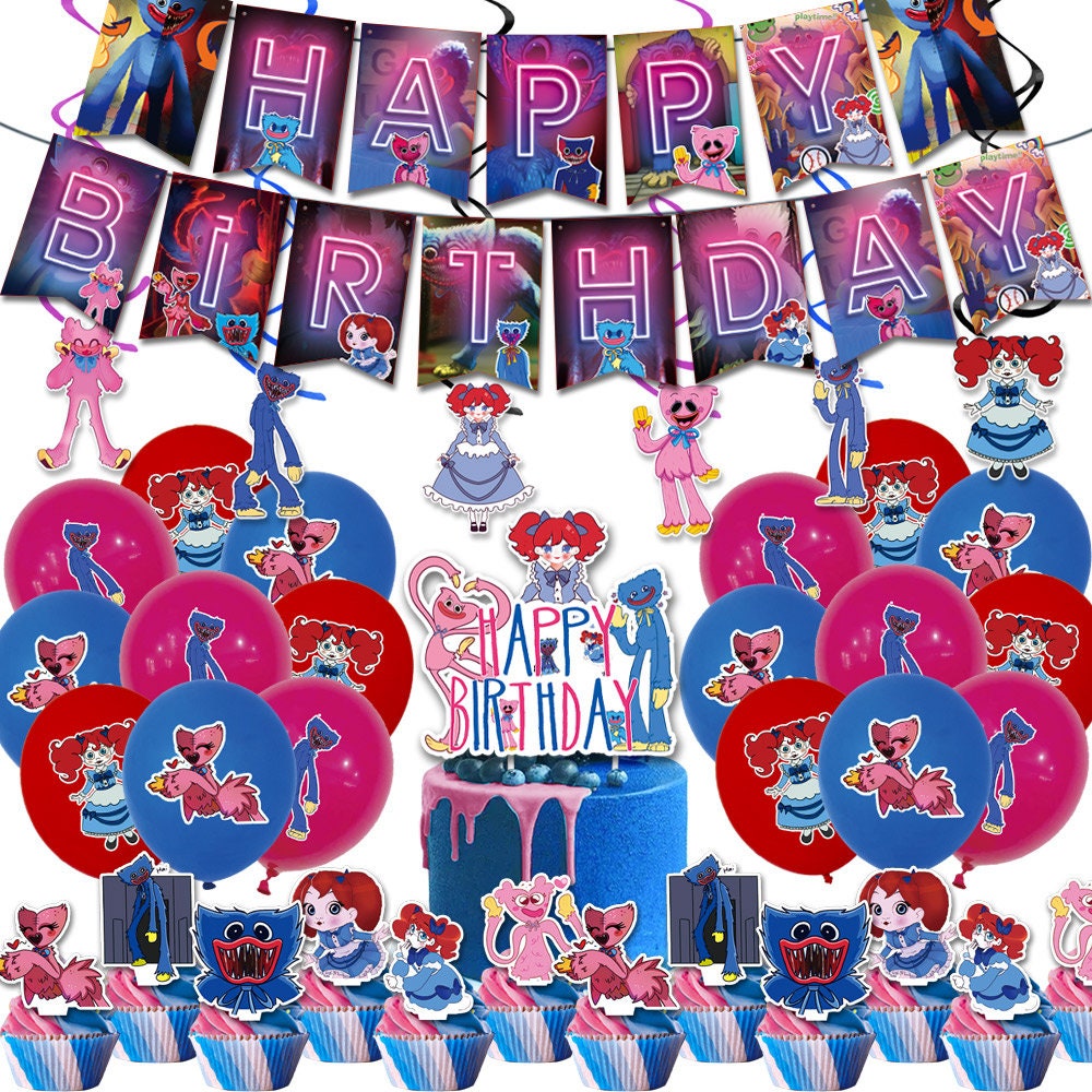 Poppy Playtime Huggy Wuggys Fournitures de fête d'anniversaire, poppy  Playtime Huggy Wuggys Décorations inclure bannière, gâteau Topper, Cupcake  Toppers, ballons