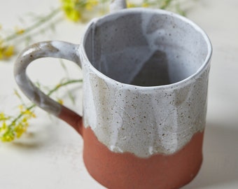 Handmade Terracotta White Natla, , Ceramic Hand Washing Cup, Israel Pottery, Judaica Gift, Stoneware Jewish Gift