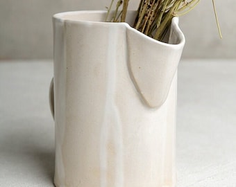 Handmade Ceramic White Large Flower Vase, Pottery Christmas Gift, Unique Rustic Decorative Vase, Modern Pottery Vase,  New Home Gift