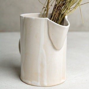 Handmade Ceramic White Large Flower Vase, Pottery Christmas Gift, Unique Rustic Decorative Vase, Modern Pottery Vase, New Home Gift image 1