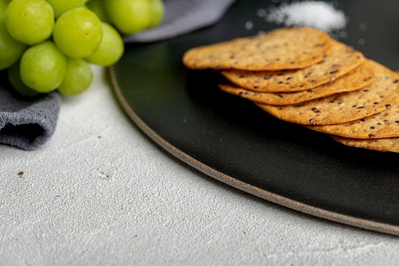 Rustic Handmade Black Ceramic Platter, Stoneware Extra Large Serving Plate, Pottery Round Tray, 11 Cake Platter, Gift for Mom image 7