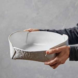 Ceramic Baking Dish, White Pottery Serving Dish, Pottery Wedding Gift